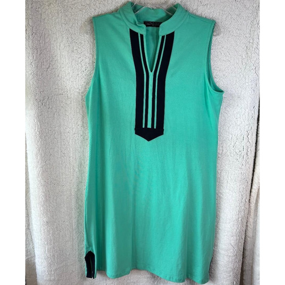 Duffield Lane Mackinac Solid Julep.Navy Sleeveless Midi A Line Dress Size L NWT - Picture 1 of 9